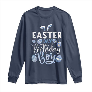Funny Easter Day Birthday Boy Long Sleeve Shirt Born On Easter Day Eggs TS11 Navy Print Your Wear