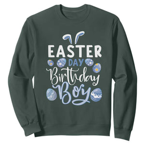 Funny Easter Day Birthday Boy Sweatshirt Born On Easter Day Eggs TS11 Dark Forest Green Print Your Wear