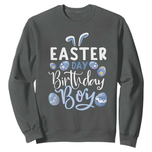 Funny Easter Day Birthday Boy Sweatshirt Born On Easter Day Eggs TS11 Dark Heather Print Your Wear