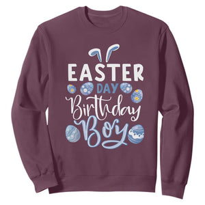 Funny Easter Day Birthday Boy Sweatshirt Born On Easter Day Eggs TS11 Maroon Print Your Wear