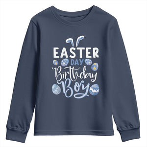 Funny Easter Day Birthday Boy Youth Sweatshirt Born On Easter Day Eggs TS11 Navy Print Your Wear