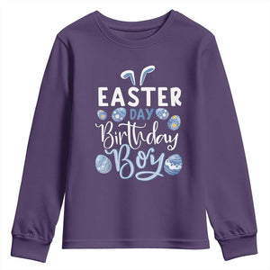 Funny Easter Day Birthday Boy Youth Sweatshirt Born On Easter Day Eggs TS11 Purple Print Your Wear
