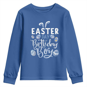 Funny Easter Day Birthday Boy Youth Sweatshirt Born On Easter Day Eggs TS11 Royal Blue Print Your Wear