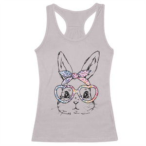 Easter Day Bunny Rabbit Face Tie Dye Glasses Racerback Tank Top TS11 Ice Gray Print Your Wear