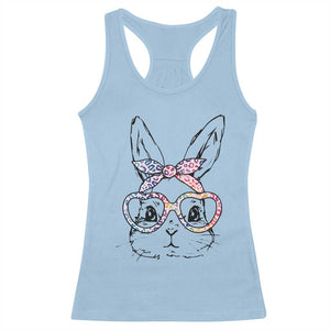 Easter Day Bunny Rabbit Face Tie Dye Glasses Racerback Tank Top TS11 Light Blue Print Your Wear