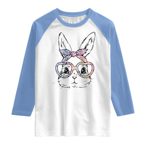 Easter Day Bunny Rabbit Face Tie Dye Glasses Raglan Shirt TS11 White Carolina Blue Print Your Wear