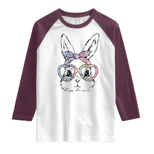 Easter Day Bunny Rabbit Face Tie Dye Glasses Raglan Shirt TS11 White Maroon Print Your Wear