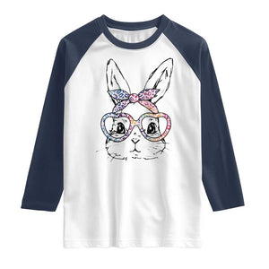 Easter Day Bunny Rabbit Face Tie Dye Glasses Raglan Shirt TS11 White Navy Print Your Wear