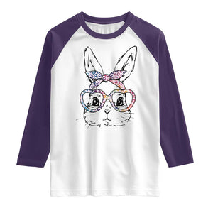 Easter Day Bunny Rabbit Face Tie Dye Glasses Raglan Shirt TS11 White Purple Print Your Wear