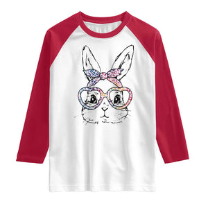Easter Day Bunny Rabbit Face Tie Dye Glasses Raglan Shirt TS11 White Red Print Your Wear