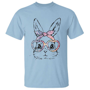 Easter Day Bunny Rabbit Face Tie Dye Glasses T Shirt TS11 Light Blue Print Your Wear