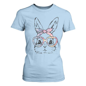 Easter Day Bunny Rabbit Face Tie Dye Glasses T Shirt For Women TS11 Light Blue Print Your Wear