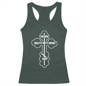 Russian Greek Byzantine Golden Orthodox Cross Father Son Holy Spirit Racerback Tank Top TS11 Dark Forest Green Print Your Wear