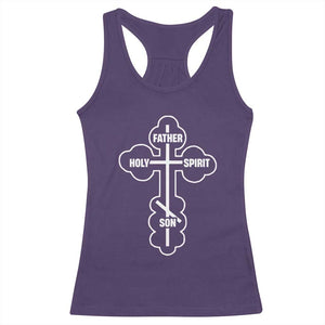 Russian Greek Byzantine Golden Orthodox Cross Father Son Holy Spirit Racerback Tank Top TS11 Purple Print Your Wear