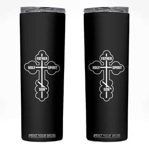 Russian Greek Byzantine Golden Orthodox Cross Father Son Holy Spirit Skinny Tumbler TS11 Black Print Your Wear