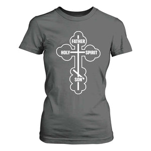 Russian Greek Byzantine Golden Orthodox Cross Father Son Holy Spirit T Shirt For Women TS11 Dark Heather Print Your Wear