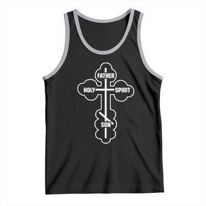 Russian Greek Byzantine Golden Orthodox Cross Father Son Holy Spirit Tank Top TS11 Black Athletic Heather Print Your Wear