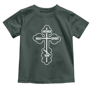 Russian Greek Byzantine Golden Orthodox Cross Father Son Holy Spirit Toddler T Shirt TS11 Dark Forest Green Print Your Wear