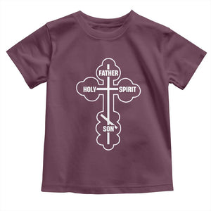 Russian Greek Byzantine Golden Orthodox Cross Father Son Holy Spirit Toddler T Shirt TS11 Maroon Print Your Wear