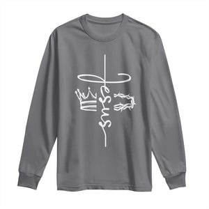 Jesus Christian Lord & Savior Crown of Thorns Long Sleeve Shirt TS11 Charcoal Print Your Wear