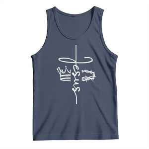 Jesus Christian Lord & Savior Crown of Thorns Tank Top TS11 Navy Print Your Wear