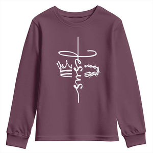 Jesus Christian Lord & Savior Crown of Thorns Youth Sweatshirt TS11 Maroon Print Your Wear