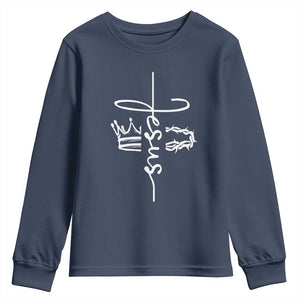 Jesus Christian Lord & Savior Crown of Thorns Youth Sweatshirt TS11 Navy Print Your Wear