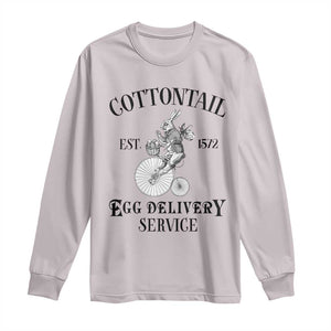 Funny Easter Day Cottontail Egg Delivery Service Long Sleeve Shirt Bunny Rabbit TS11 Ice Gray Print Your Wear