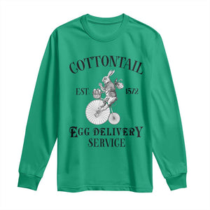 Funny Easter Day Cottontail Egg Delivery Service Long Sleeve Shirt Bunny Rabbit TS11 Irish Green Print Your Wear