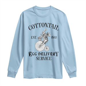 Funny Easter Day Cottontail Egg Delivery Service Long Sleeve Shirt Bunny Rabbit TS11 Light Blue Print Your Wear