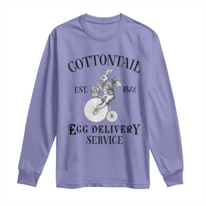 Funny Easter Day Cottontail Egg Delivery Service Long Sleeve Shirt Bunny Rabbit TS11 Violet Print Your Wear