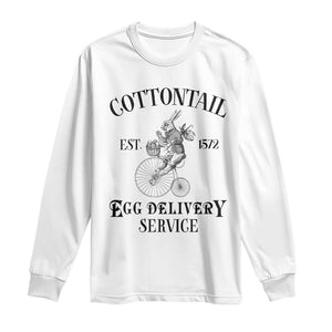 Funny Easter Day Cottontail Egg Delivery Service Long Sleeve Shirt Bunny Rabbit TS11 White Print Your Wear