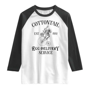 Funny Easter Day Cottontail Egg Delivery Service Raglan Shirt Bunny Rabbit TS11 White Black Print Your Wear