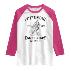 Funny Easter Day Cottontail Egg Delivery Service Raglan Shirt Bunny Rabbit TS11 White Heliconia Print Your Wear