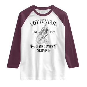 Funny Easter Day Cottontail Egg Delivery Service Raglan Shirt Bunny Rabbit TS11 White Maroon Print Your Wear