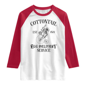 Funny Easter Day Cottontail Egg Delivery Service Raglan Shirt Bunny Rabbit TS11 White Red Print Your Wear
