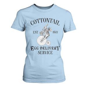 Funny Easter Day Cottontail Egg Delivery Service T Shirt For Women Bunny Rabbit TS11 Light Blue Print Your Wear