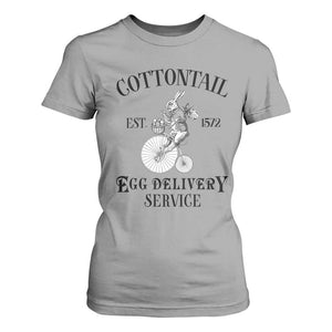 Funny Easter Day Cottontail Egg Delivery Service T Shirt For Women Bunny Rabbit TS11 Sport Gray Print Your Wear