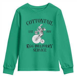 Funny Easter Day Cottontail Egg Delivery Service Youth Sweatshirt Bunny Rabbit TS11 Irish Green Print Your Wear