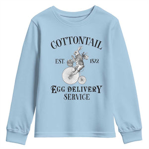 Funny Easter Day Cottontail Egg Delivery Service Youth Sweatshirt Bunny Rabbit TS11 Light Blue Print Your Wear