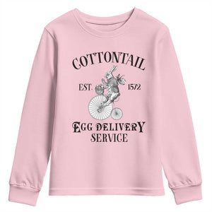 Funny Easter Day Cottontail Egg Delivery Service Youth Sweatshirt Bunny Rabbit TS11 Light Pink Print Your Wear