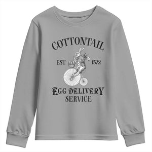 Funny Easter Day Cottontail Egg Delivery Service Youth Sweatshirt Bunny Rabbit TS11 Sport Gray Print Your Wear