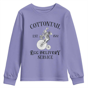 Funny Easter Day Cottontail Egg Delivery Service Youth Sweatshirt Bunny Rabbit TS11 Violet Print Your Wear