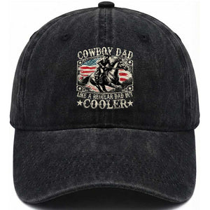 Funny Cowboy Dad Like A Regular Dad But Cooler Washed Cotton Baseball Cap Western Country Dad Fathers Day TS11 Print Your Wear