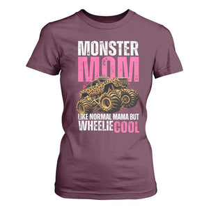 Monster Mom Like Normal Mama But Wheelie Cool T Shirt For Women Monster Truck Mama TS11 Maroon Print Your Wear