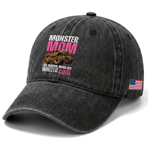 Monster Mom Like Normal Mama But Wheelie Cool Washed Cotton Baseball Cap Monster Truck Mama TS11 Print Your Wear