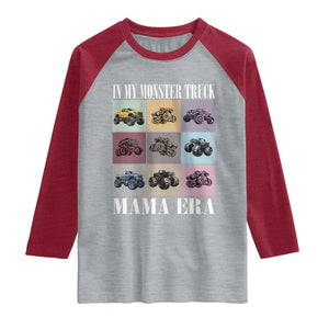 In My Monster Truck Mama Era Raglan Shirt TS11 Heather Gray Heather Red Print Your Wear