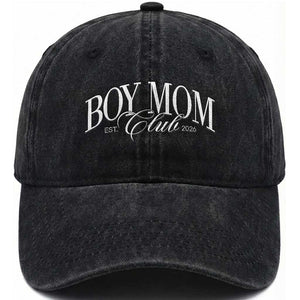 Boy Mom Club 2026 Washed Cotton Baseball Cap Funny Mother's Day Gift TS11 Print Your Wear