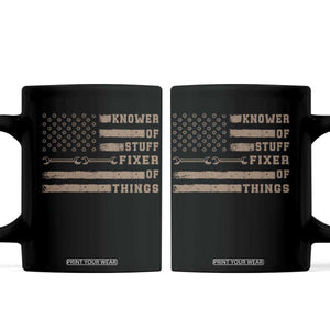 Knower Of Stuff Fixer Of Things Coffee Mug Funny Handyman Dad Husband Vintage American Flag TS11 Black Print Your Wear