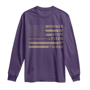 Knower Of Stuff Fixer Of Things Long Sleeve Shirt Funny Handyman Dad Husband Vintage American Flag TS11 Purple Print Your Wear